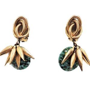 Vintage 1960s Jewels by Julio Art Glass Tassel Runway Statement Clip Earrings